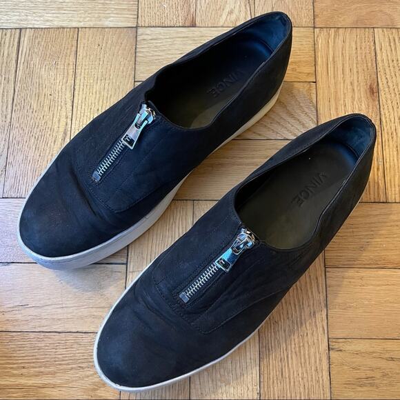 Vince Warner Zip Platform Black Suede Sneaker Women's 8US - Picture 4 of 13